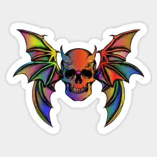 Rainbow Skull Bat Sticker